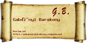 Gabányi Barakony névjegykártya